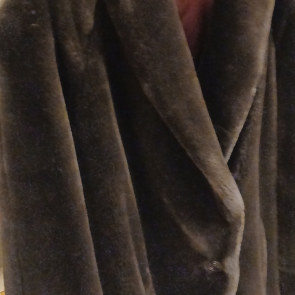 Donnybrook Faux Black/Brown Mink Coat Single Button Lined sz XS.  Mob Wife - Picture 16 of 16